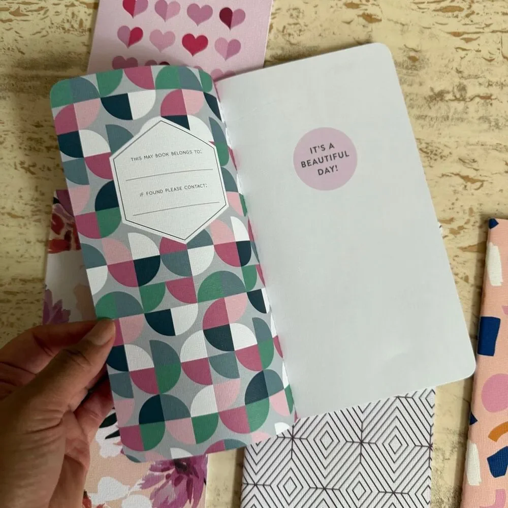 Five May Designs “skinny”notebooks - pink and peach tones